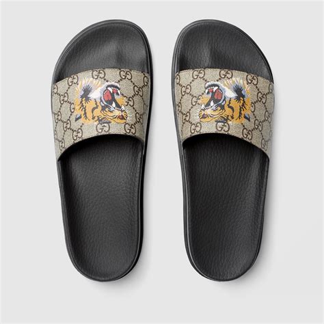 gucci tiger slides|gucci gg supreme slides.